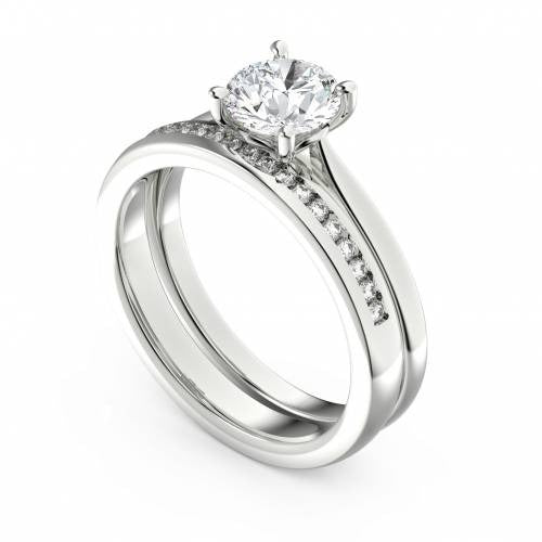 Round Diamond Solitaire Bridal Set Lab Grown Diamond Rings